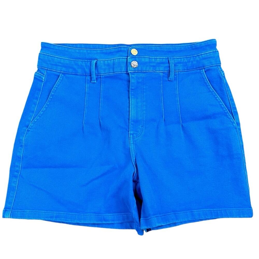 WHBM High Rise Pleated Shorts Blue Size 14 NWT